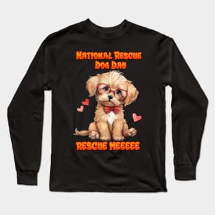 Cute Pooch: Bow-Tied & Glasses Long Sleeve T-Shirt